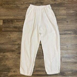 Match Point White Womens Linen Pants Small Coastal Minimalist Resort Capsule
